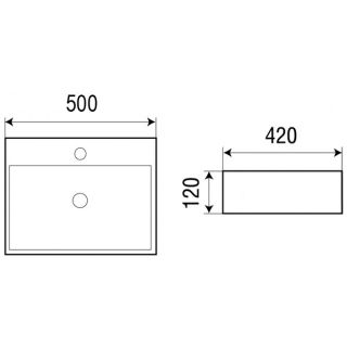 Раковина накладная Azario 50х42х12 фаянс (AZ2173S)